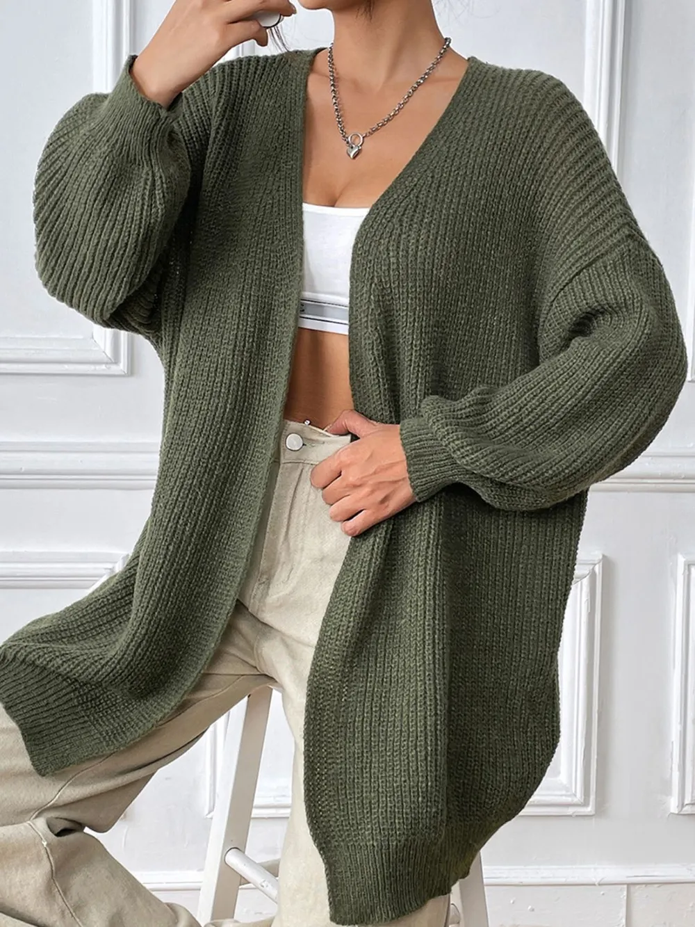 Open Front Long Sleeve Cardigan, image 3