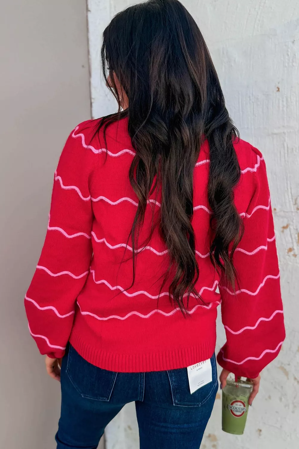 Striped Round Neck Long Sleeve Shift Pullover Sweater, image 4