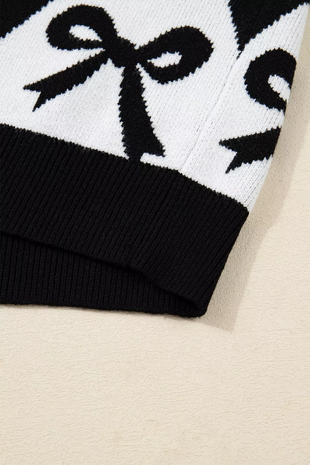 Bow Pattern Long Sleeve Contrast Sweater, image 4