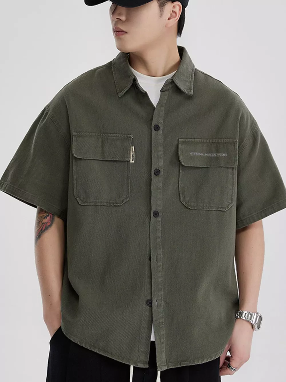 Men's Full Size Button Down Oversized Short Sleeve Shirt Plus Size, image 4