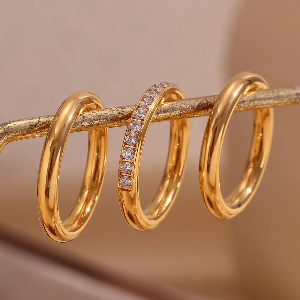 Stainless Steel Zircon Ring 3 Piece Set, image 9