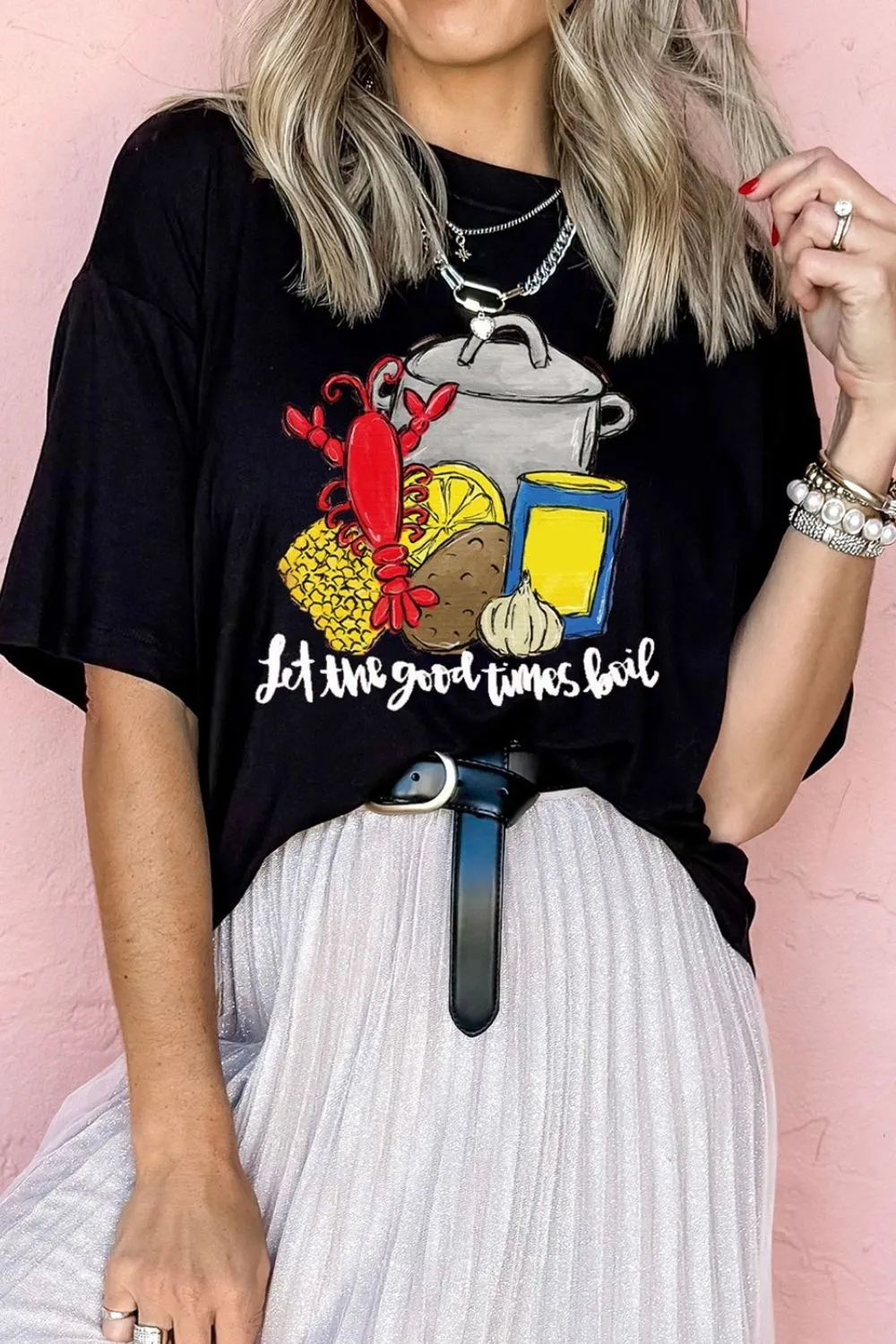 Graphic Round Neck Short Sleeve T-Shirt