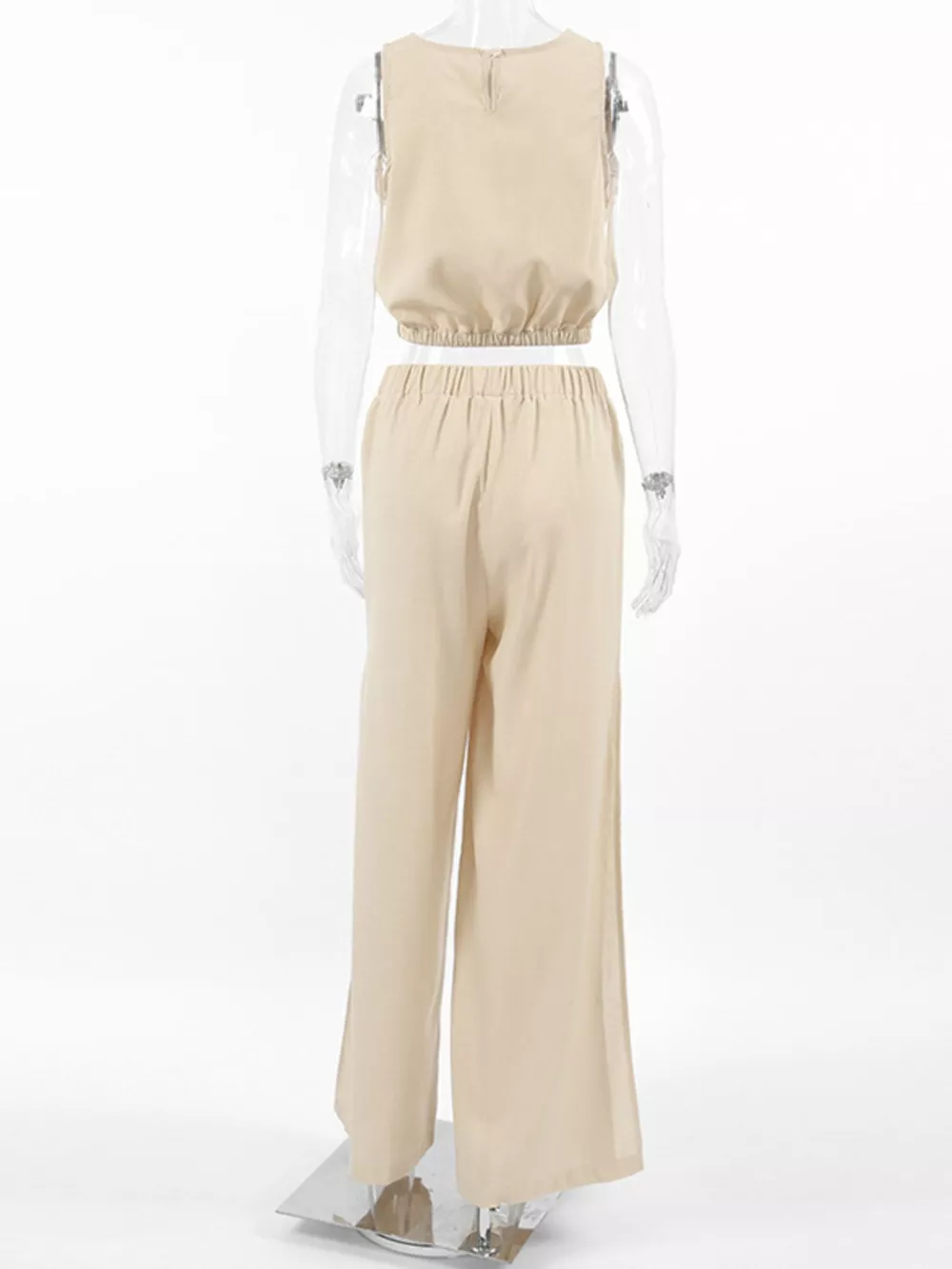 Sleeveless Crop Top and Slit Pants Set, image 9