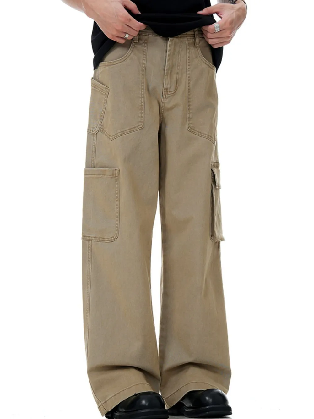 Men's Wide Leg Cargo Pants, image 5