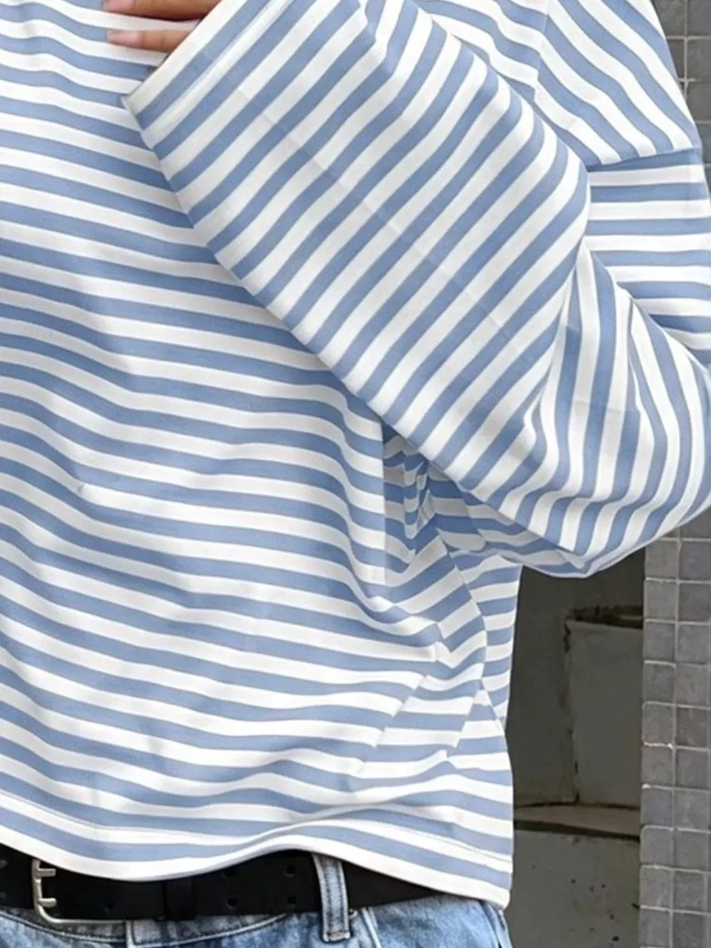 Full Size Casual Long-Sleeve Striped Crew Neck T-Shirt Plus Size, image 10