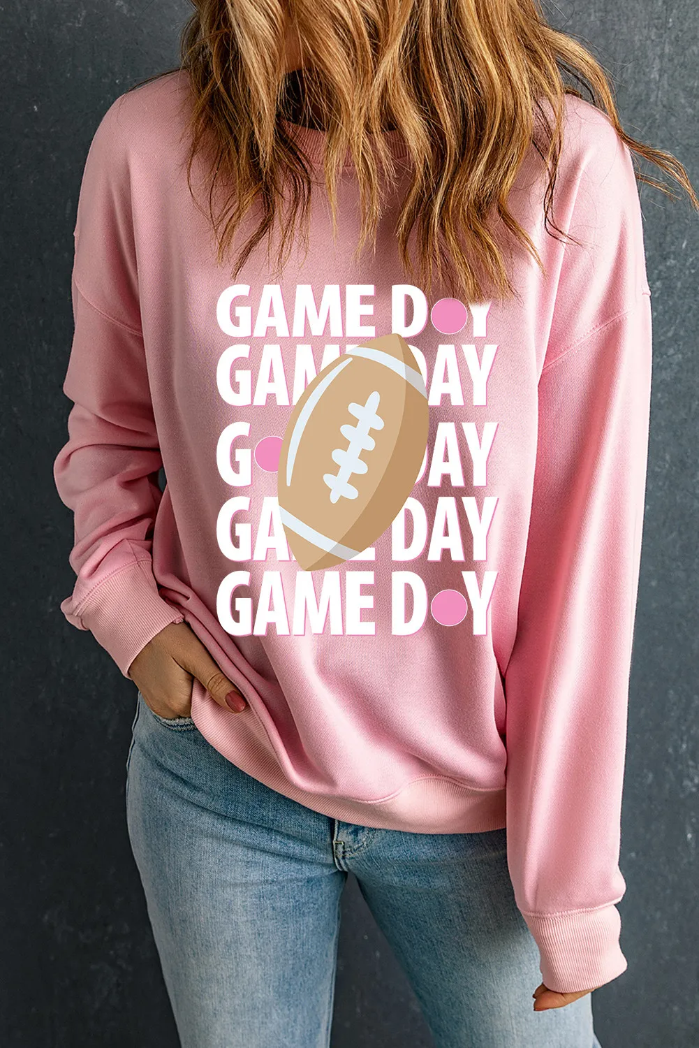 GAME DAY Round Neck Long Sleeve Sweatshirt, image 3