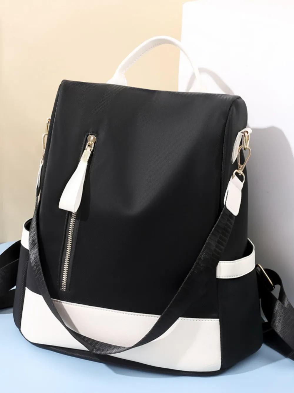Color Block Convertible Backpack Bag