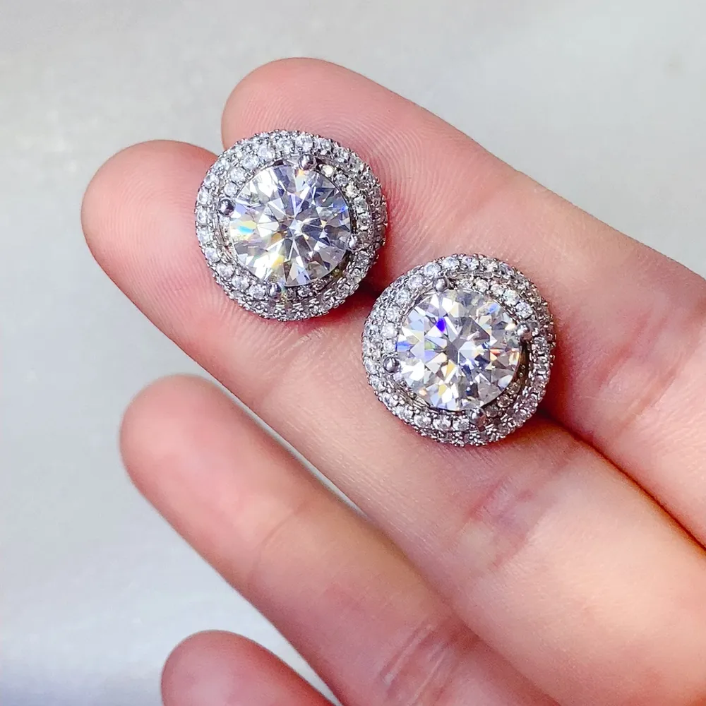 6 Carat Moissanite 925 Sterling Silver Earrings, image 6