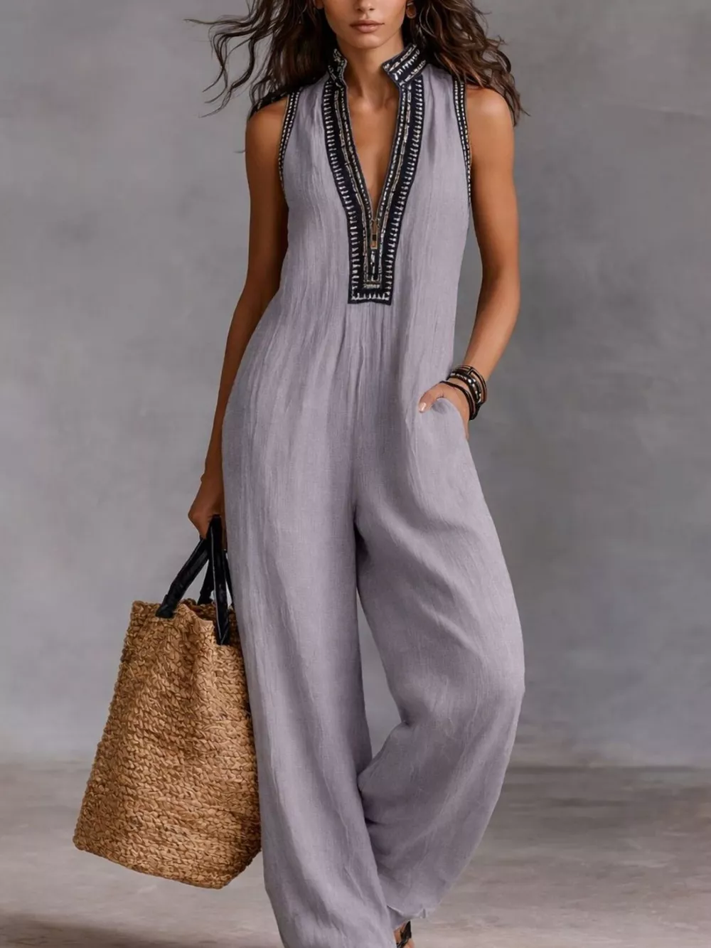 Full Size Sleeveless Wide-Leg Jumpsuit Plus SIze, image 4