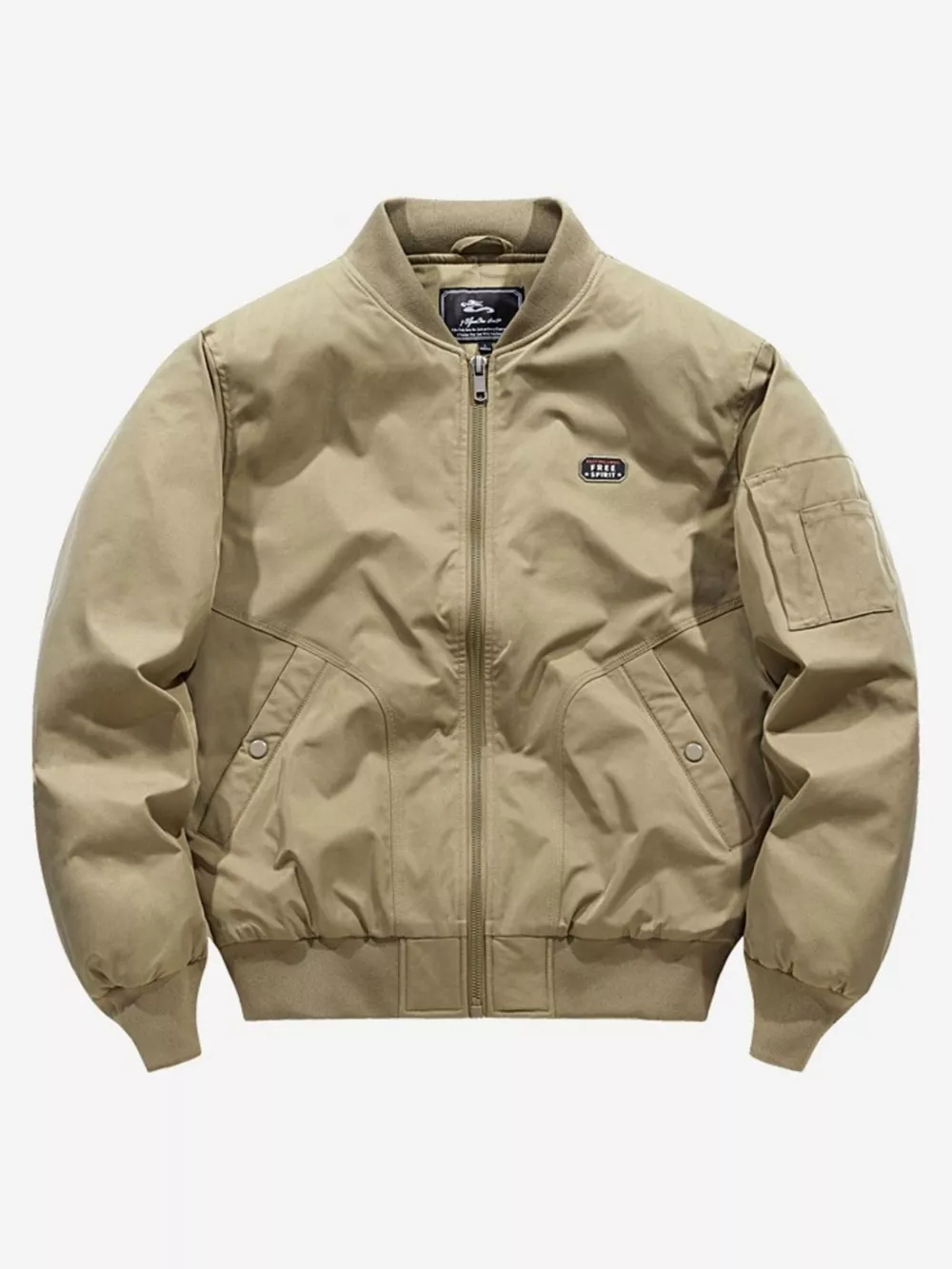 Men's Plus Size Bomber Jacket with Zipper, image 2