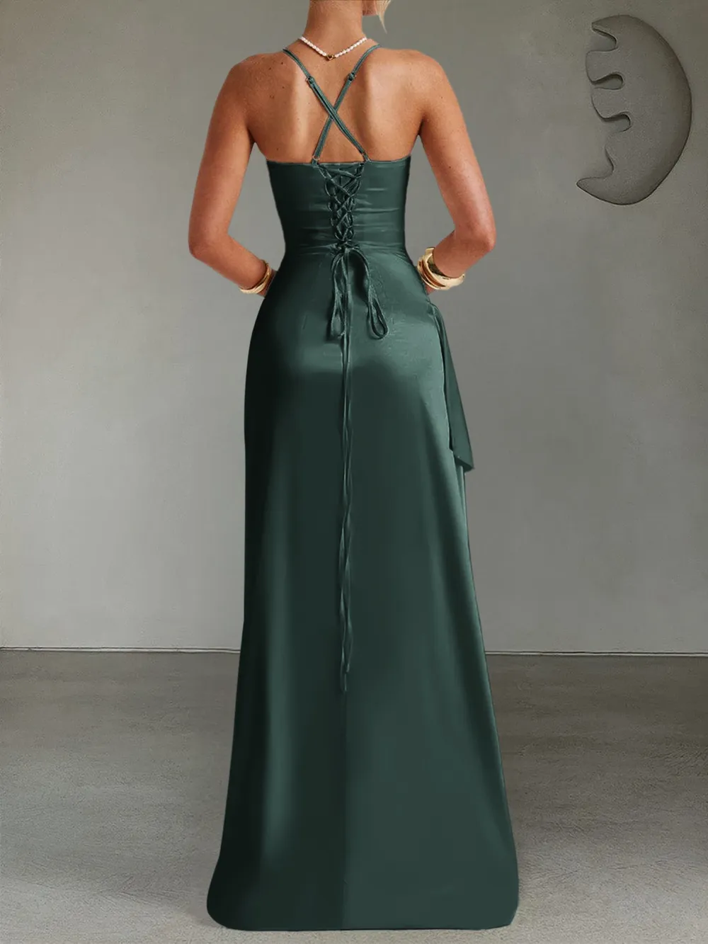 Slit Crisscross Back Maxi Cami Dress, image 11