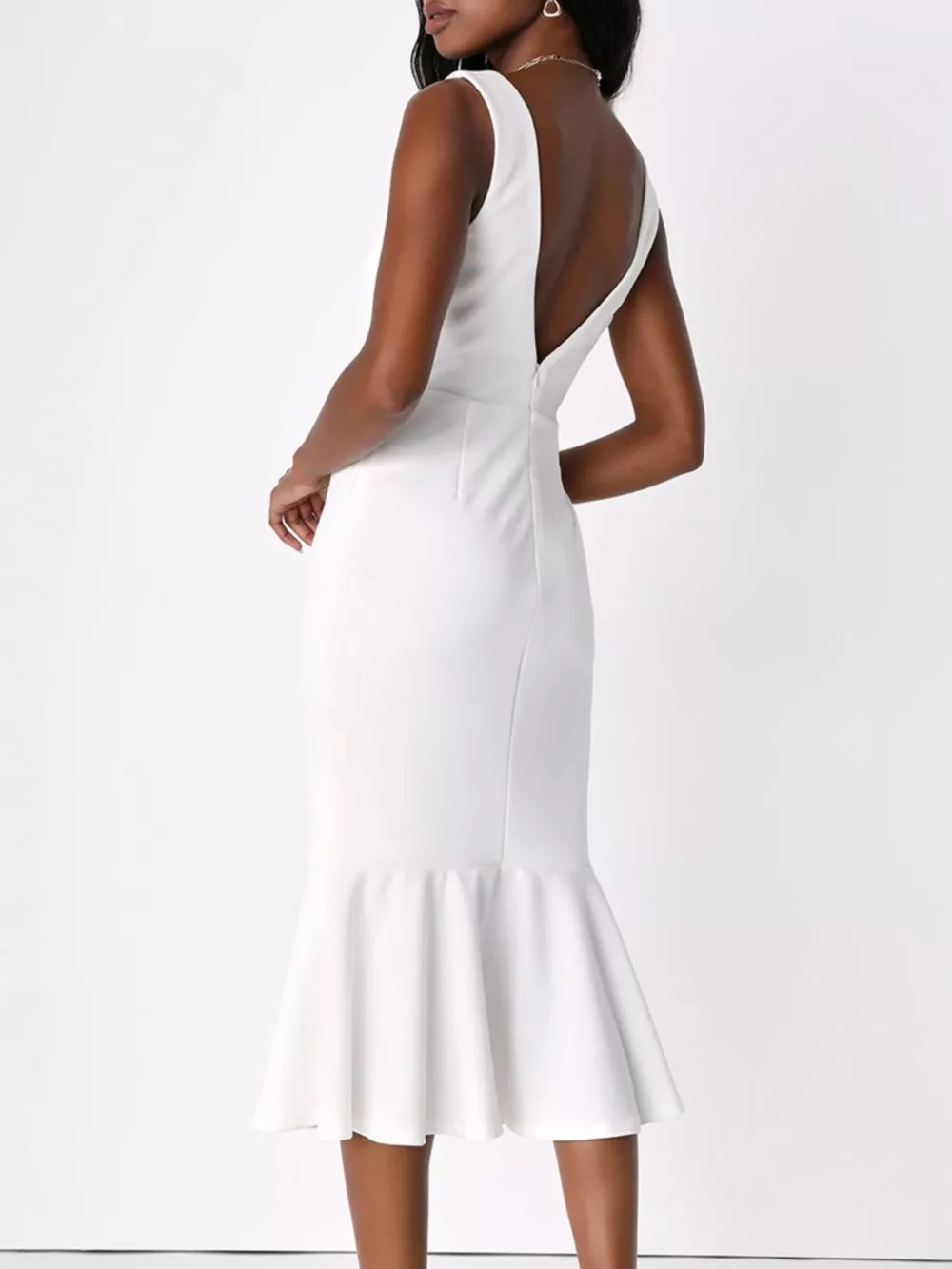 Sleeveless Square Neck Mermaid Midi Dress, image 14