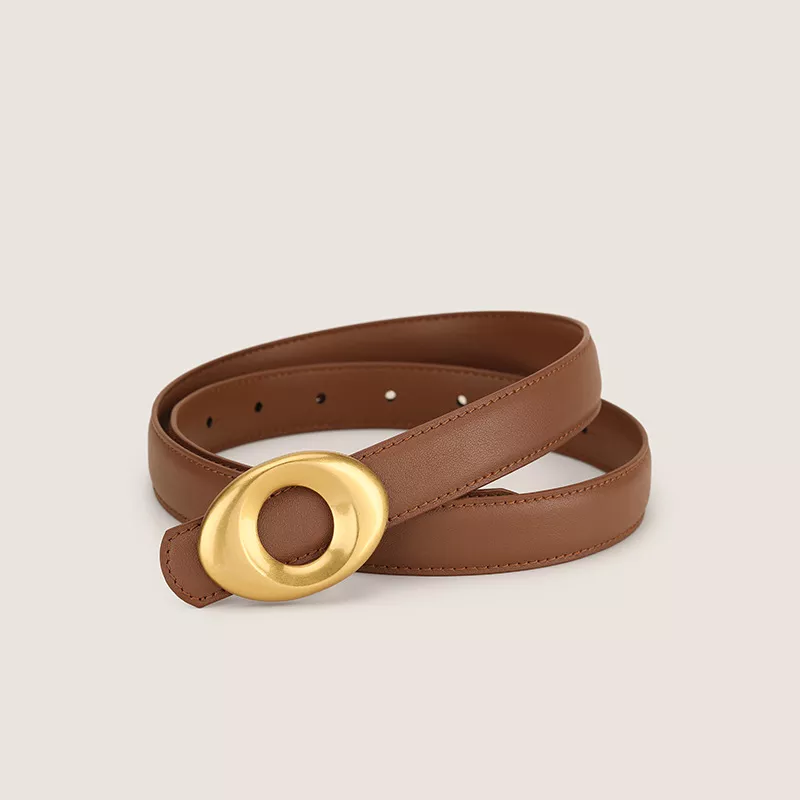 Oval Buckle Leather Belt, image 3