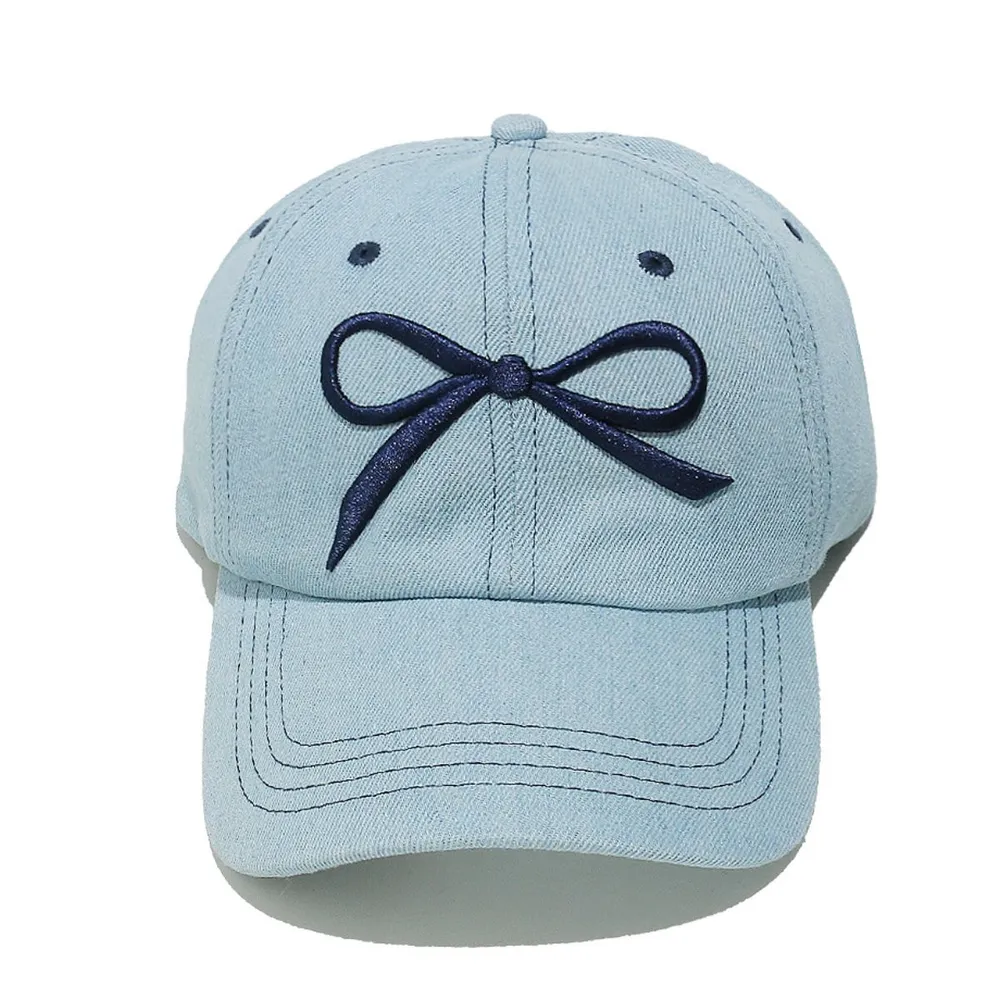 Bow Embroidered Denim Baseball Cap, image 2