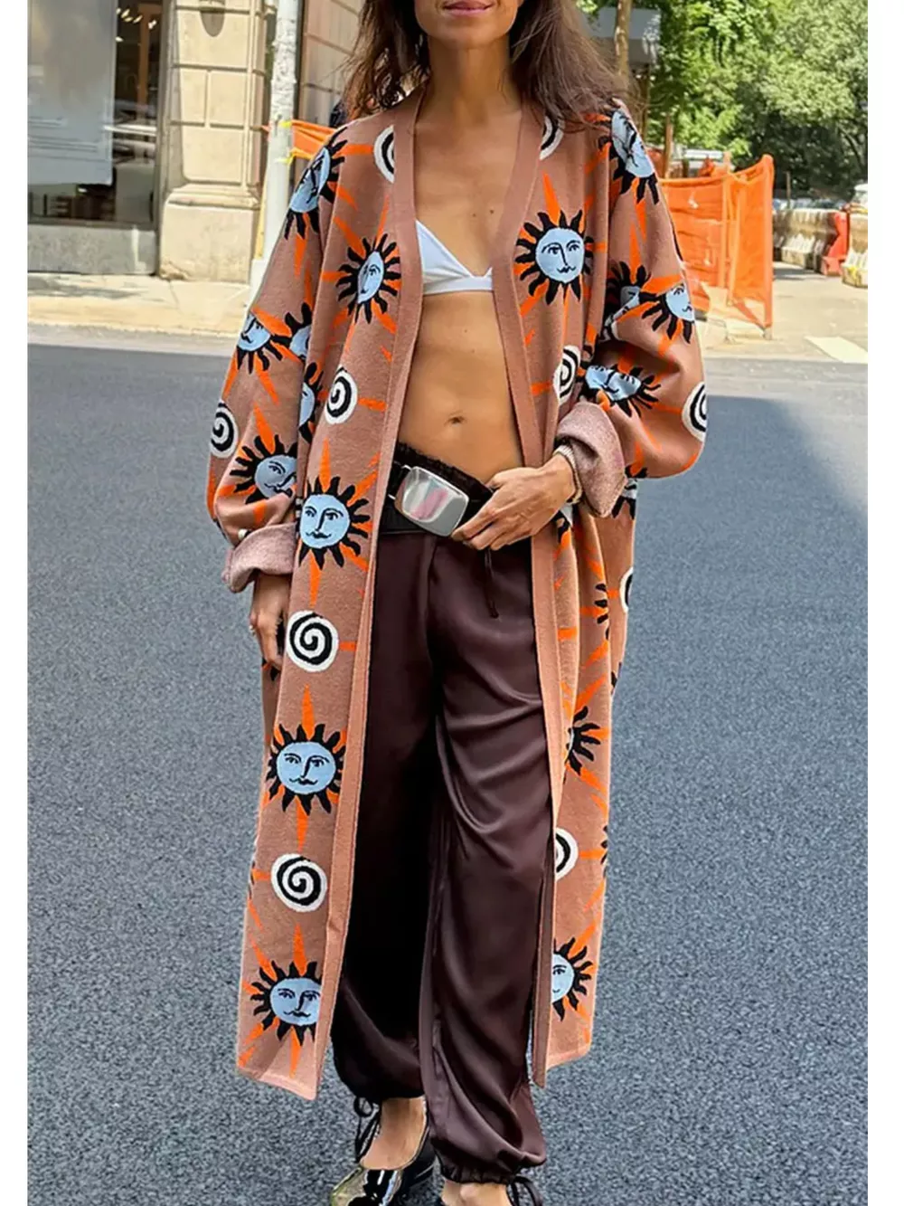 Sun Graphic Top & Cardigan and Pants 3-Piece Sweater Set, image 11