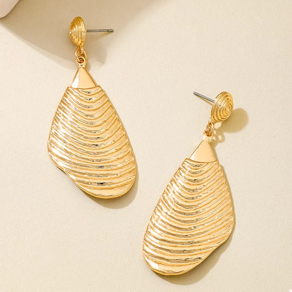 18K Gold-Plated Textured Dangle Earrings, image 4