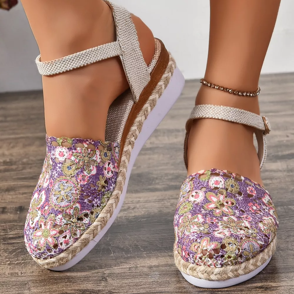 Floral Ankle Strap Espadrille Sandals, image 2