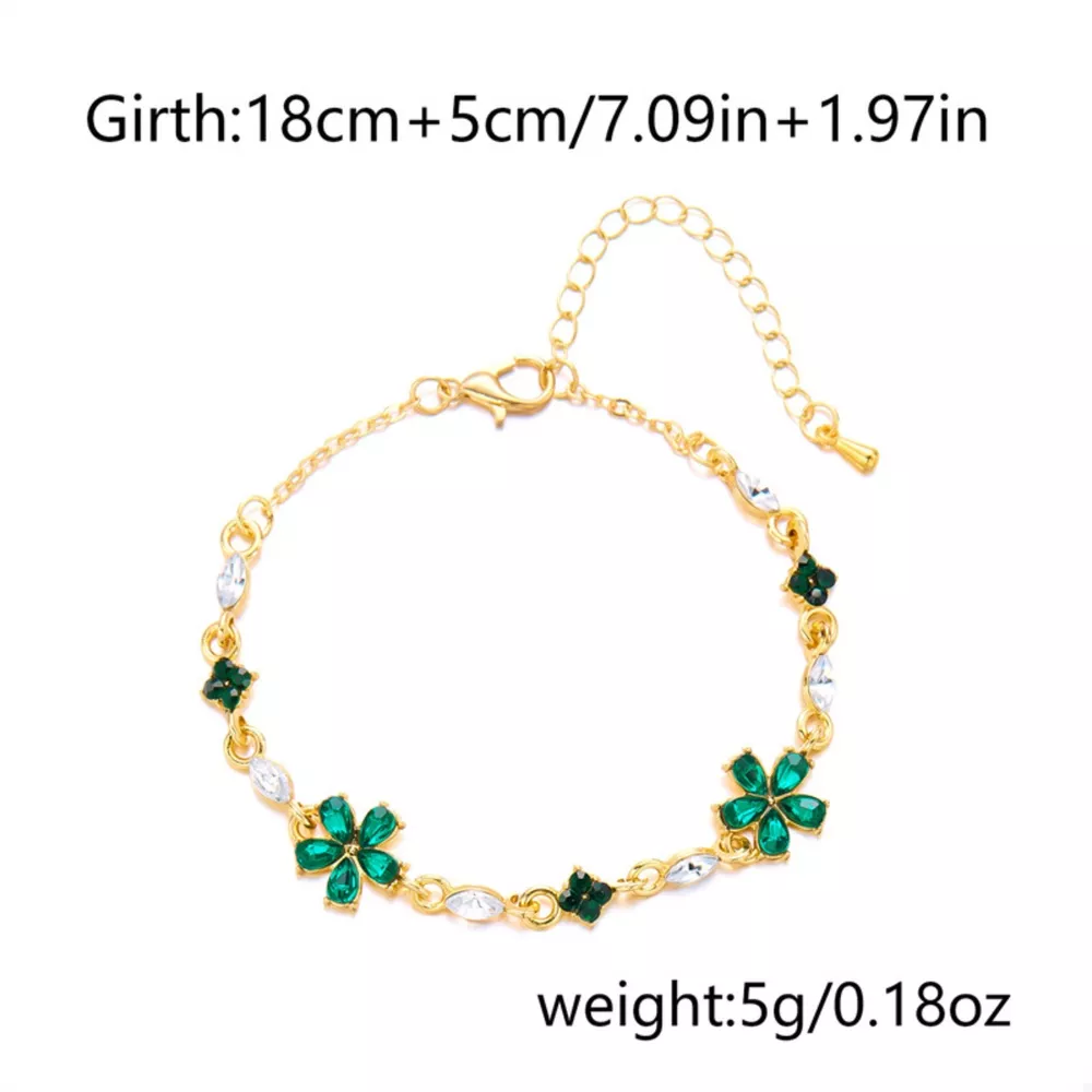 18K Gold-Plated Rhinestone Flower Bracelet, image 9