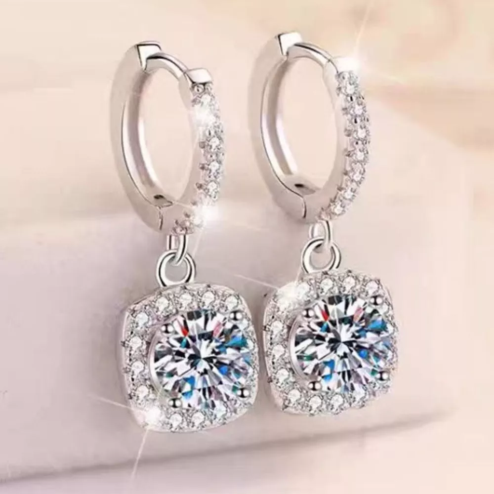 1 Carat Moissanite 925 Sterling Silver Drop Earrings, image 3