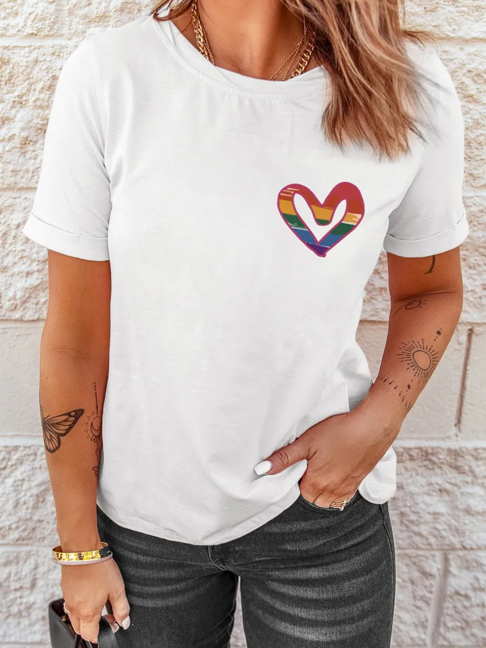 Letter Round Neck Short Sleeve T-Shirt, image 4
