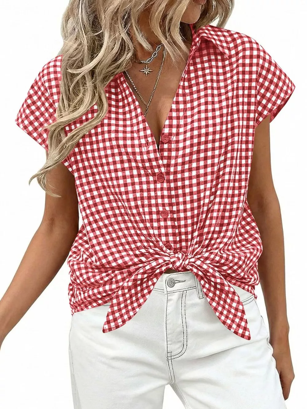 Gingham Print Button-Down Shirt, image 11