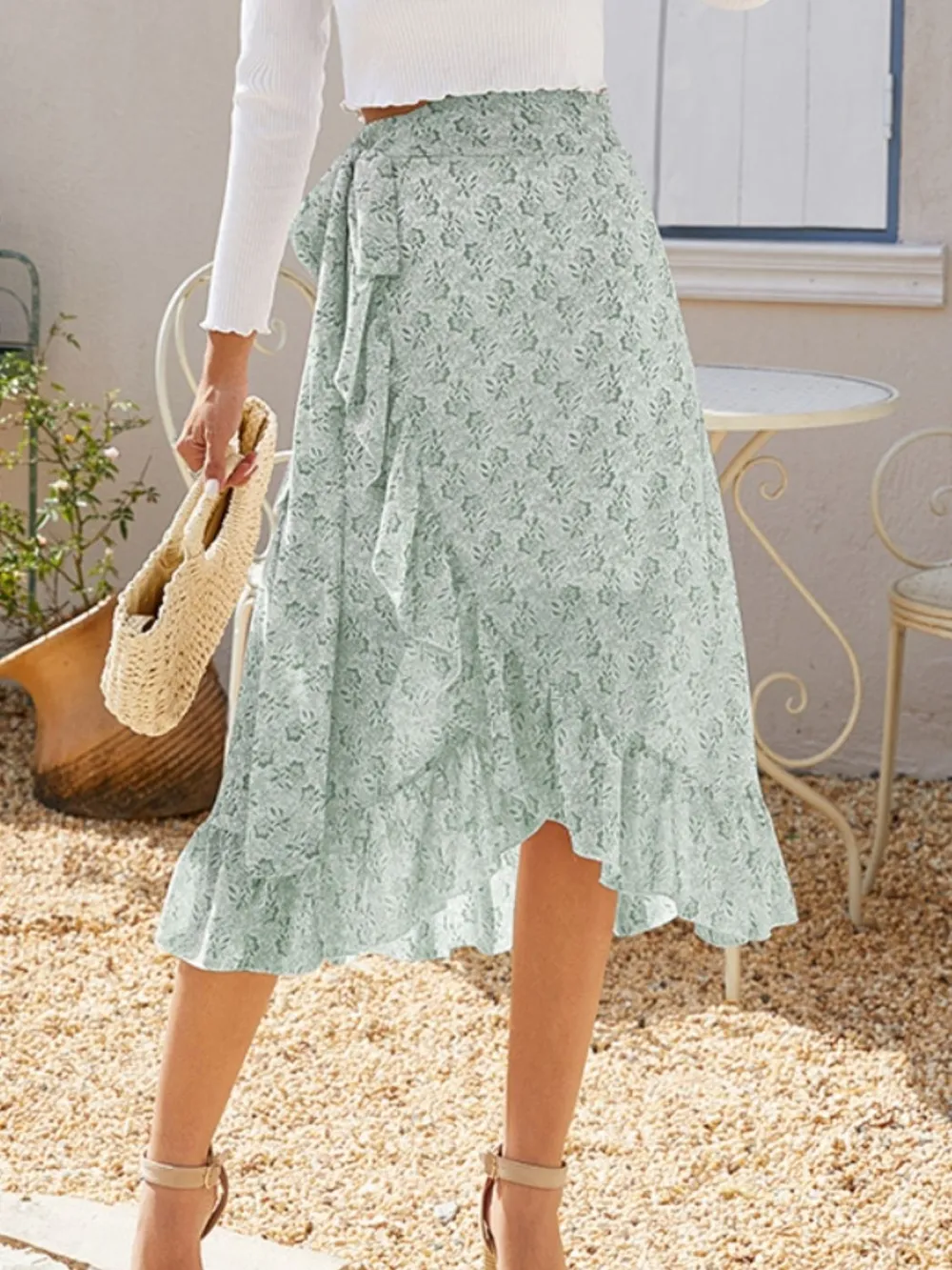 Printed Ruffled Midi Skirt, image 19