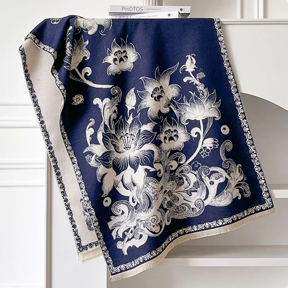Floral Raw Hem Winter Scarf, image 2