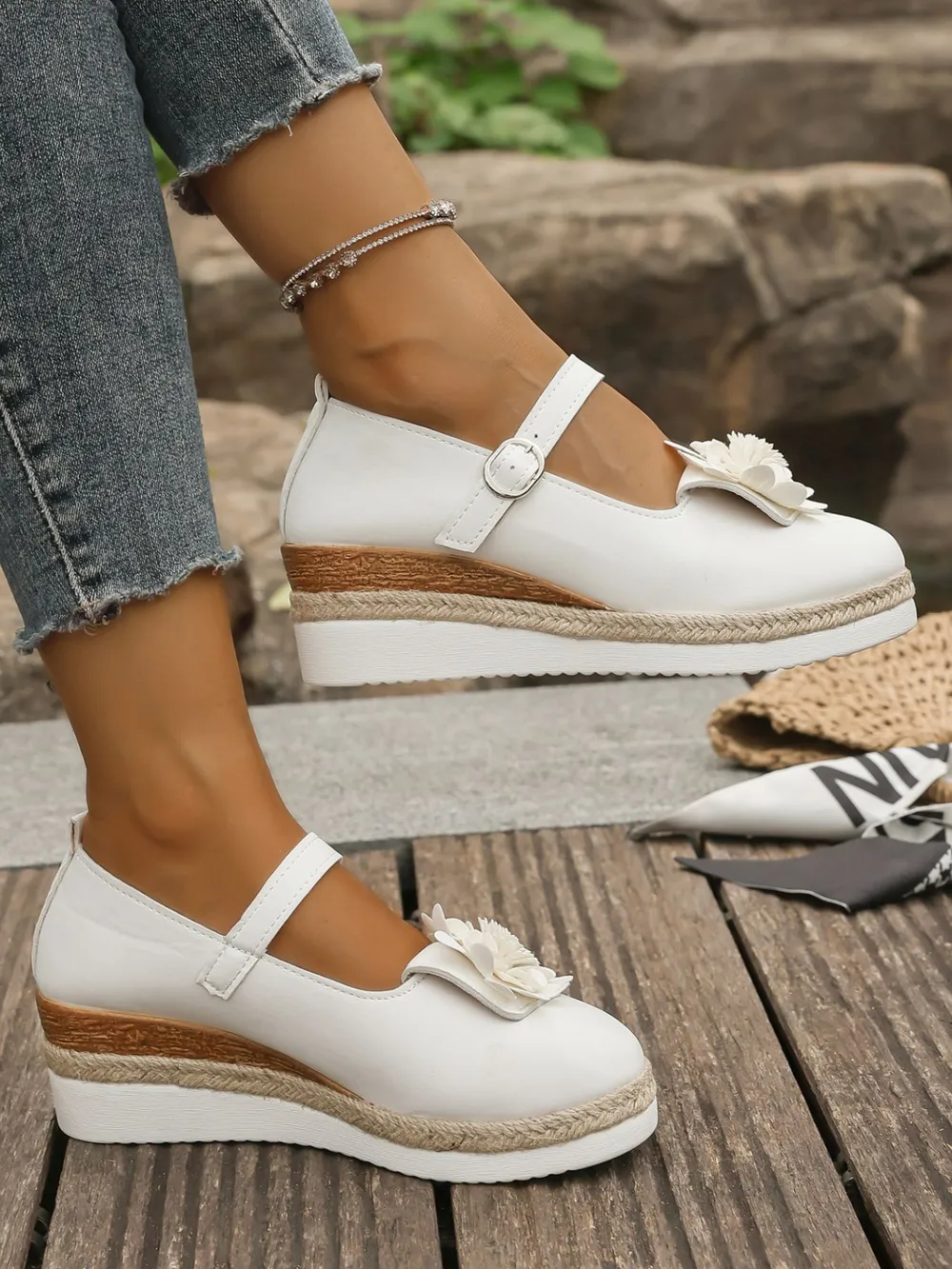 Flower Embellished Mary Jane Loafers, image 10
