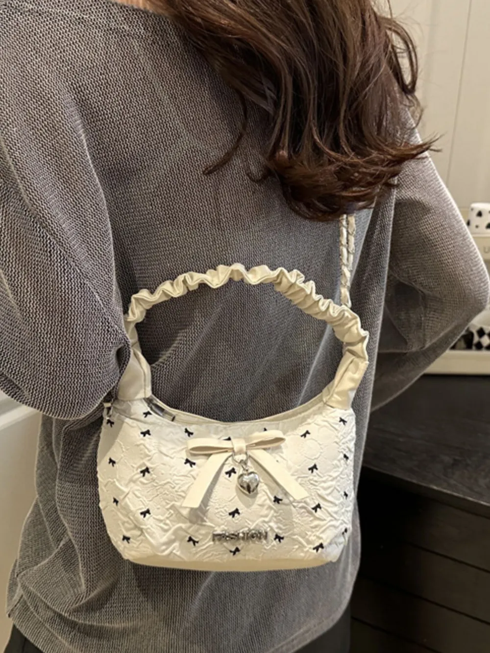 Bow Ruched Strap Crossbody Bag, image 6