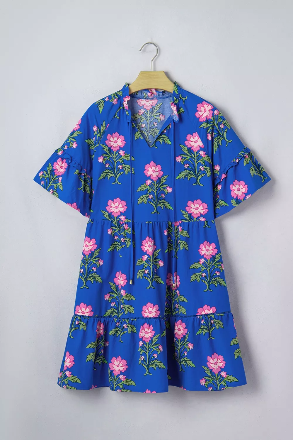 V Neck Short Sleeve Loose Flower Dress, image 6