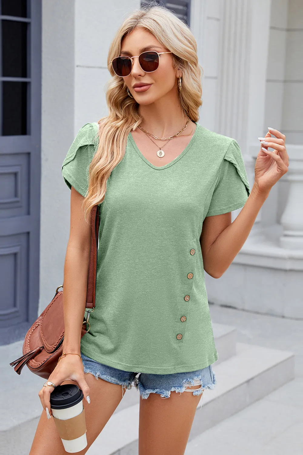 V-Neck Short Sleeve T-Shirt, image 28