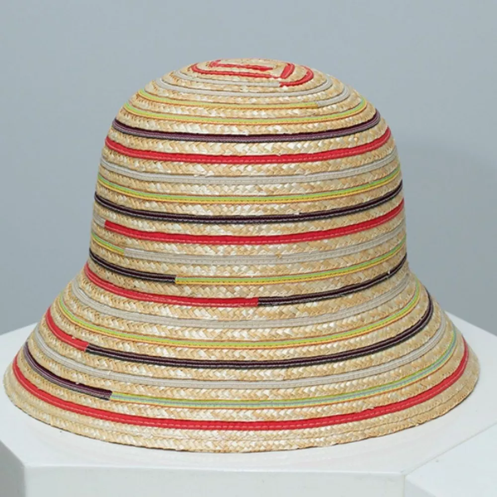 Striped Straw Bucket Hat