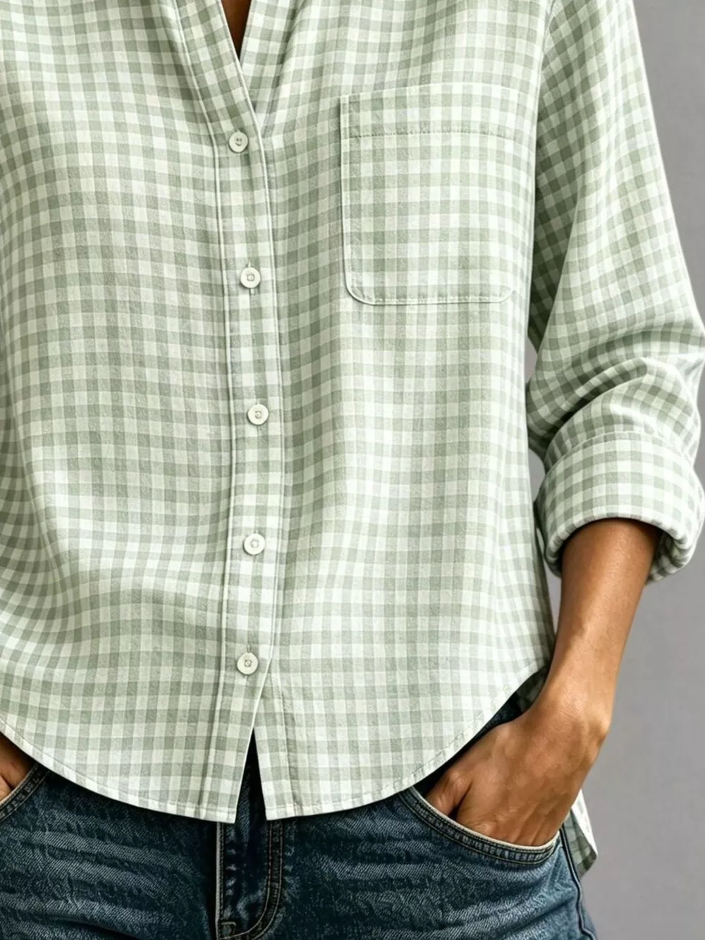 Gingham Button-Down Long Sleeve Shirt, image 16