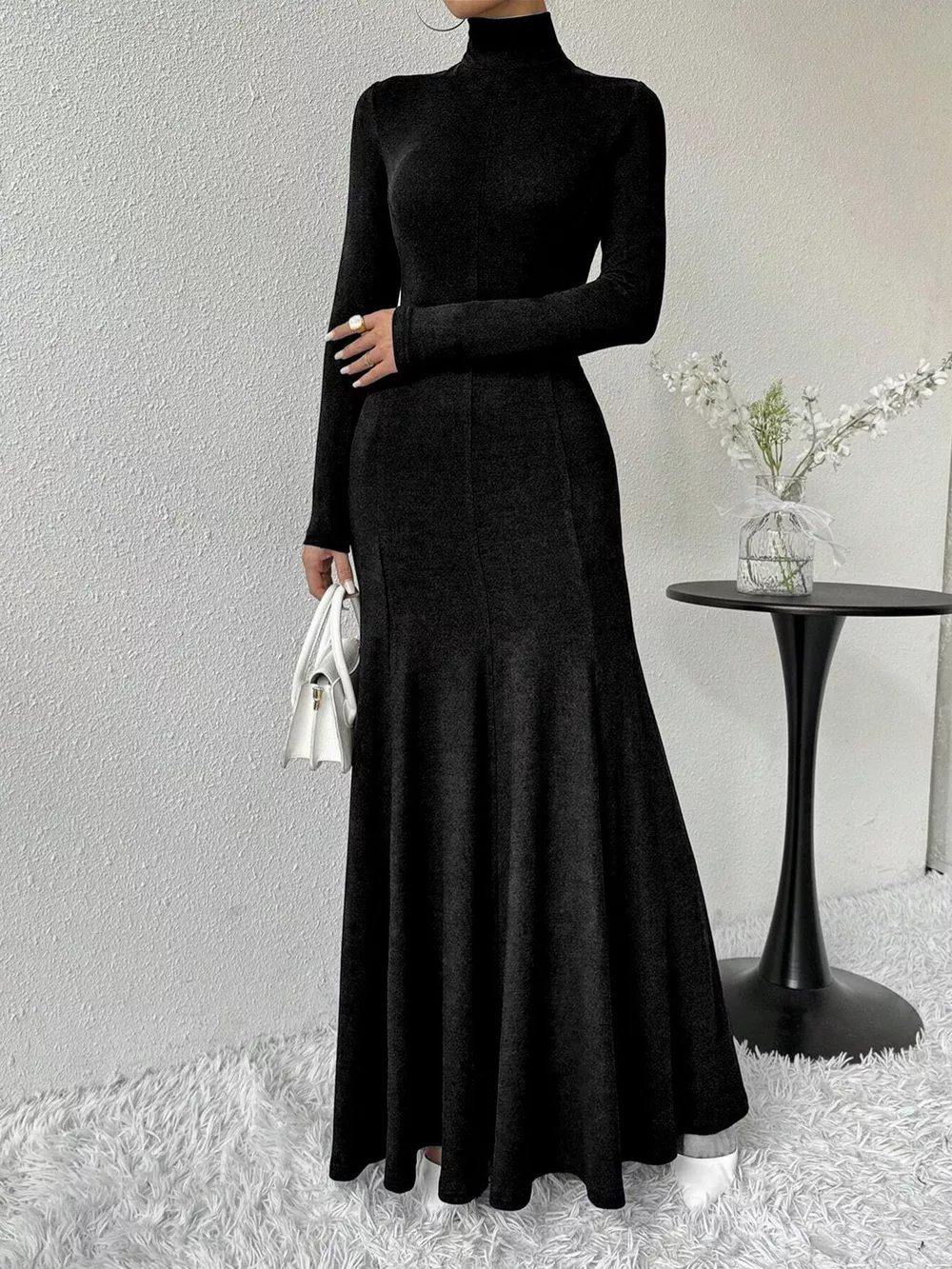 Turtleneck Long Sleeve Maxi Mermaid Dress, image 18