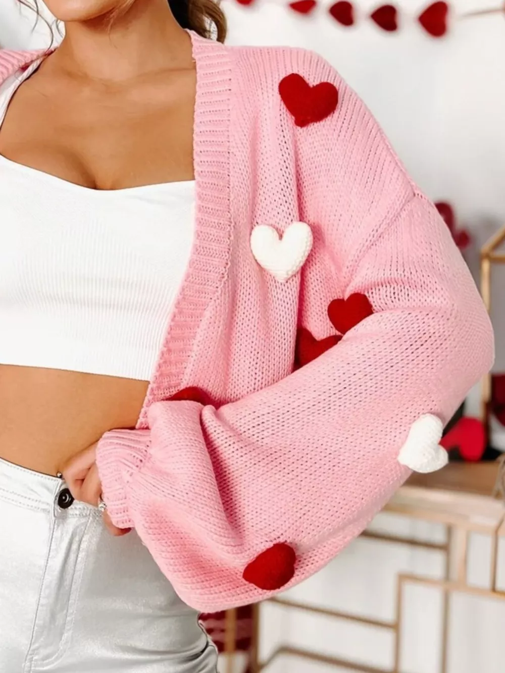 Heart Open Front Cardigan, image 3