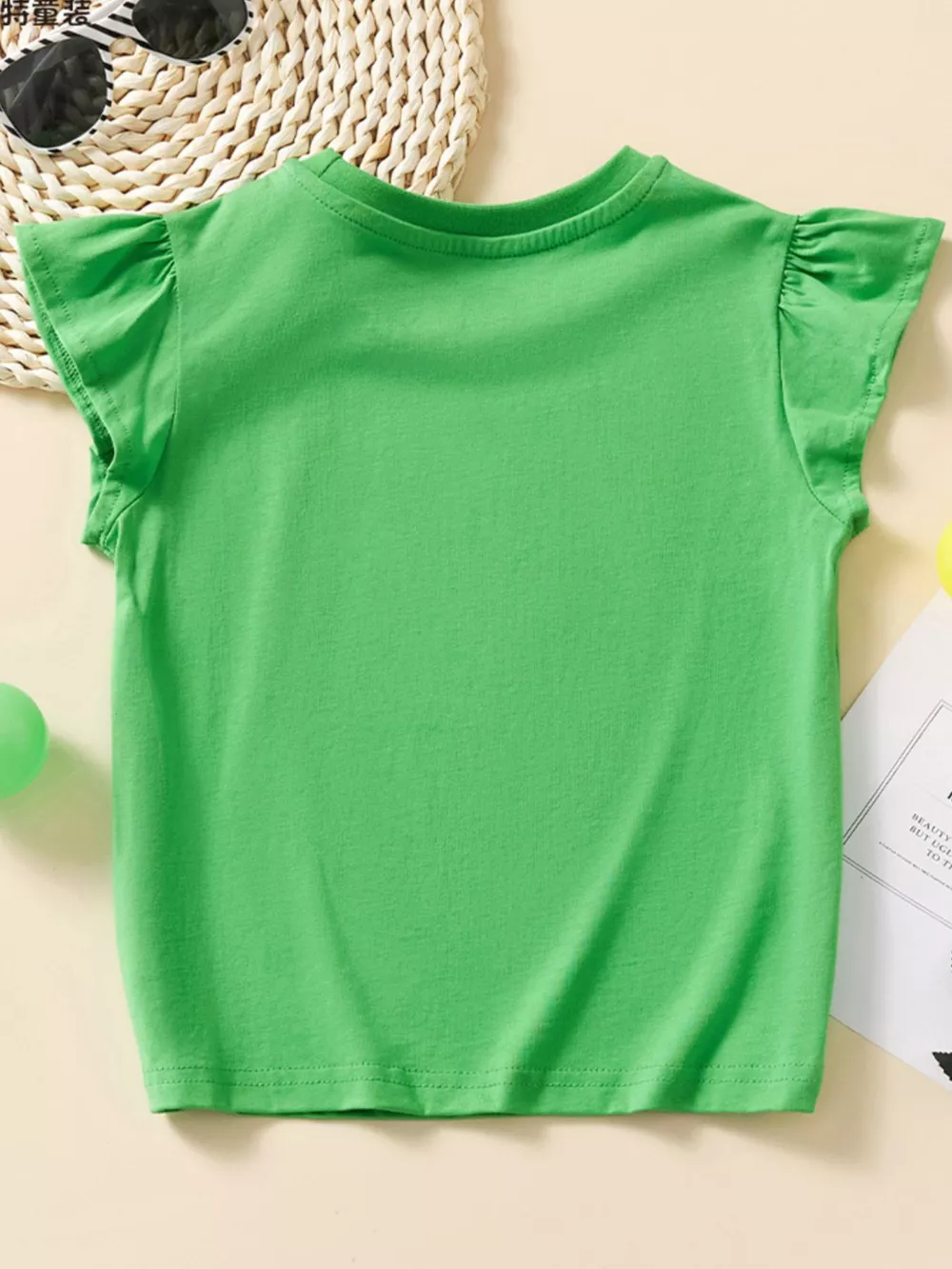 Children's Rabbit Embroidered Cap Sleeve T-Shirt, image 4