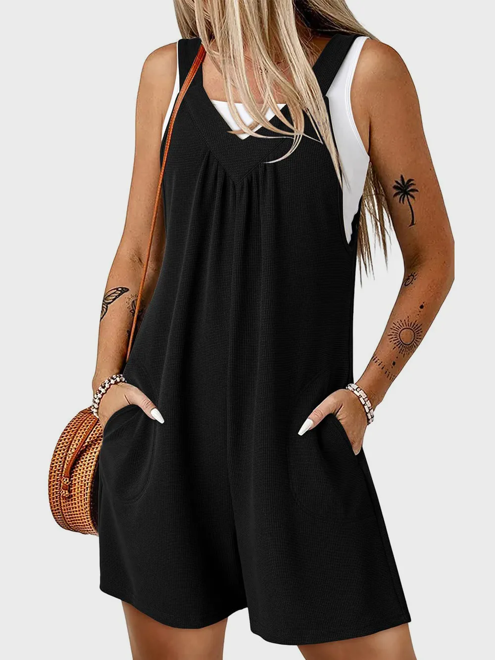 V-Neck Wide Strap Romper