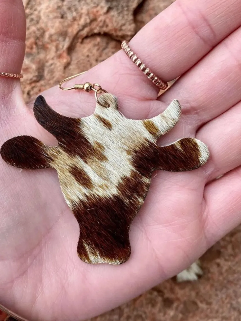PU Leather Bull Head Earrings, image 3
