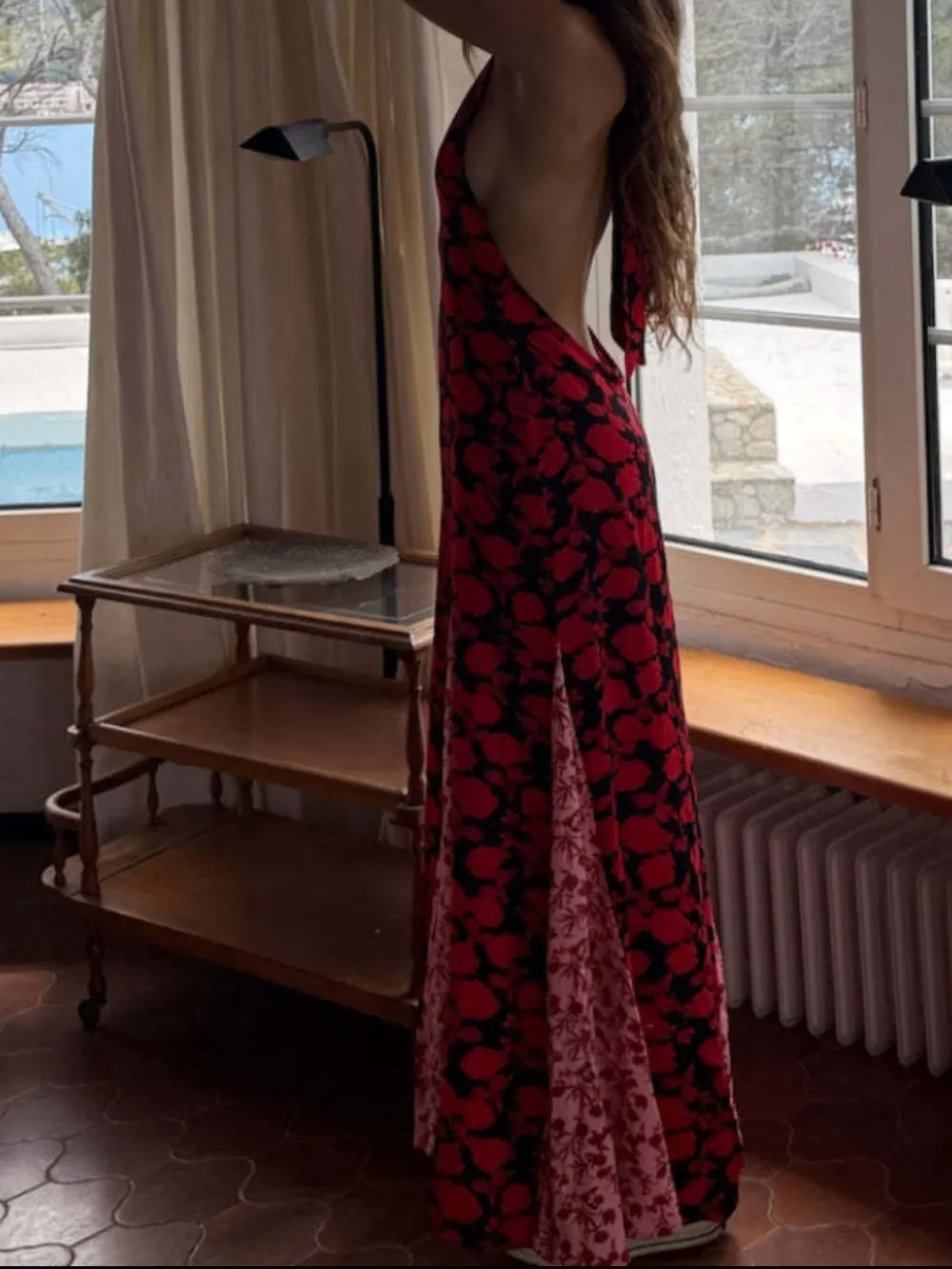 Backless Halter Neck Polka Dot Maxi Dress, image 9