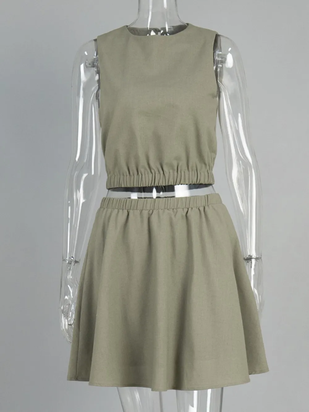 Round Neck Sleeveless Top and Skirt Set, image 5