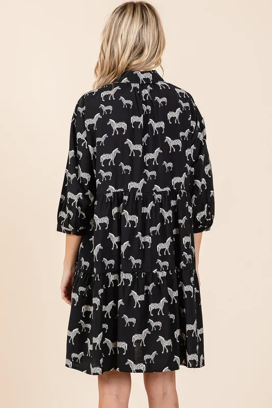 Zebra Print Button Down Shirt Mini Dress, image 6