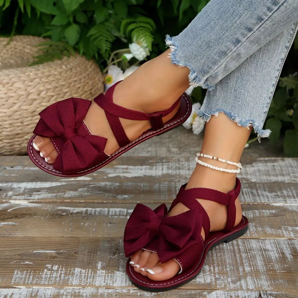 Bow Embellished Flat Sandals, image 17