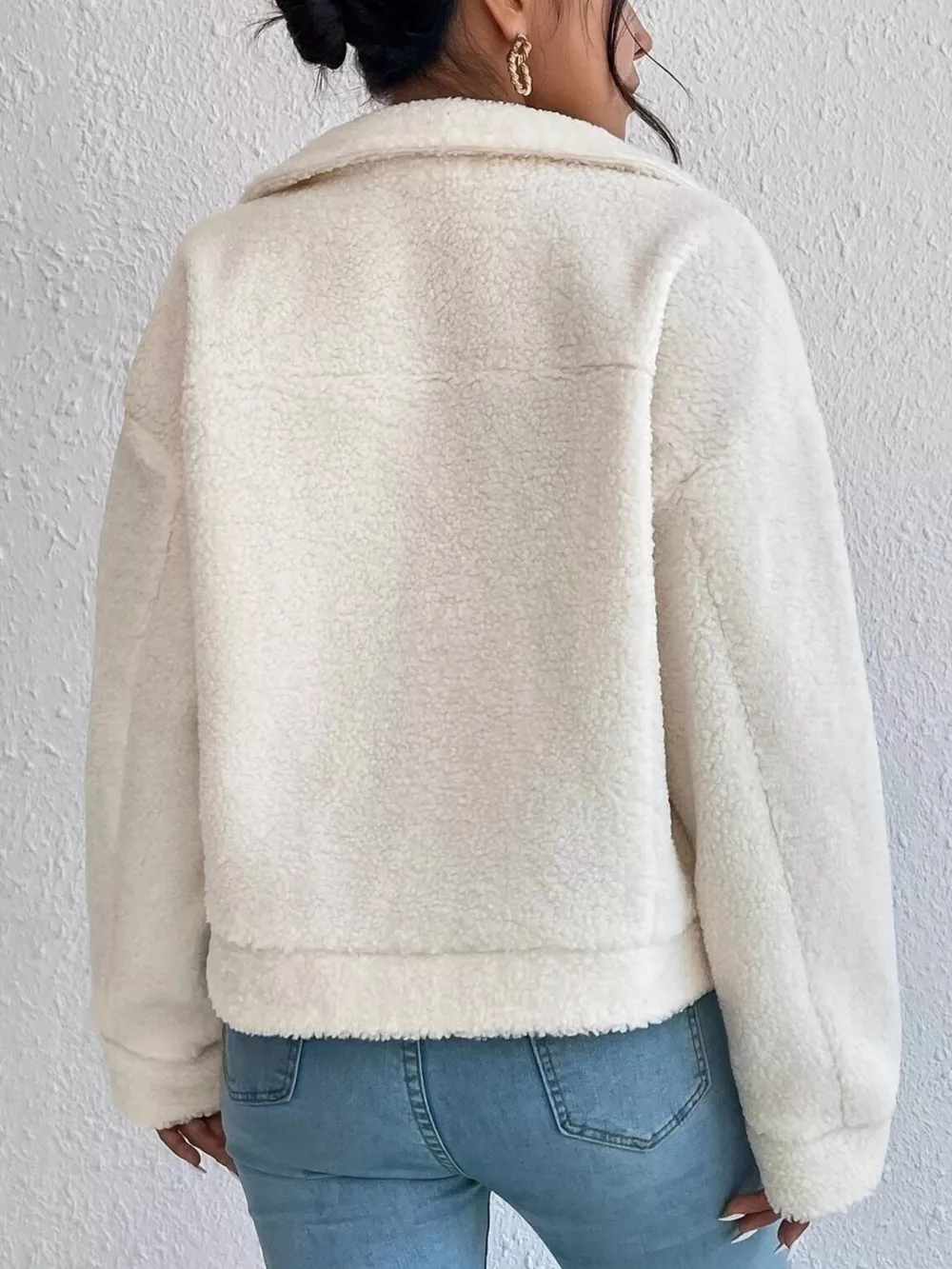 Full Size Cozy Faux Shearling Button-Up Jacket Plus Size, image 6