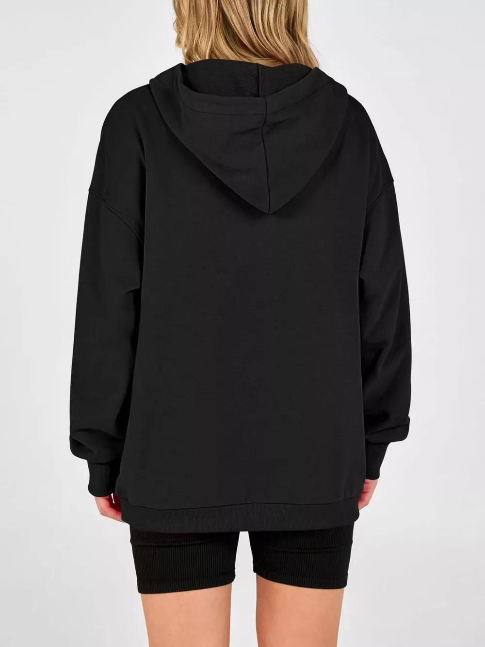 Half Snap Dropped Shoulder Hoodie, image 6