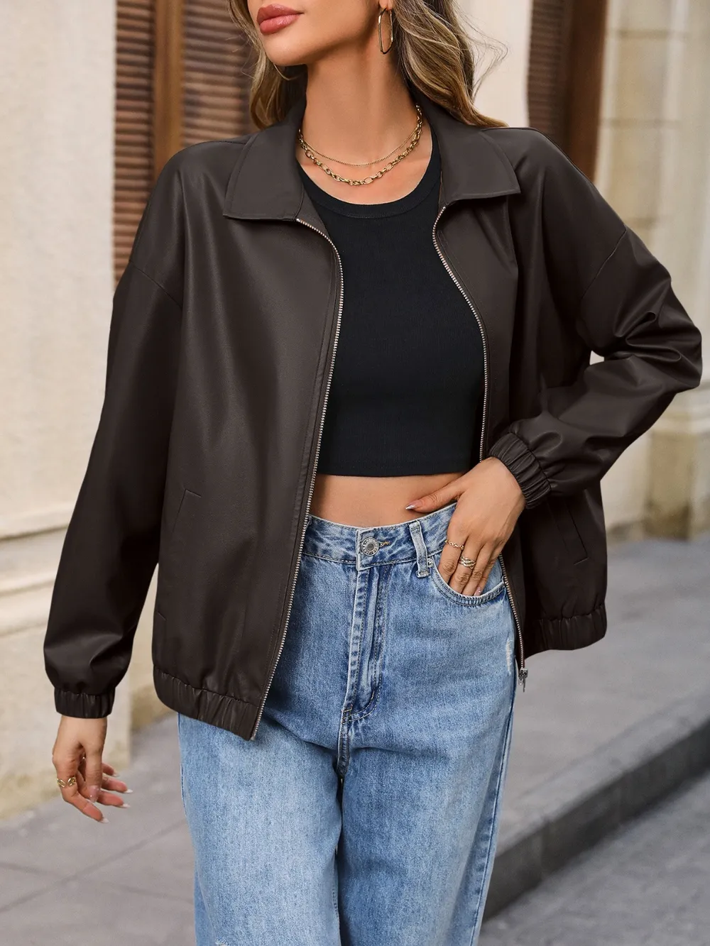 Zip Up Dropped Shoulder Jacket, image 10
