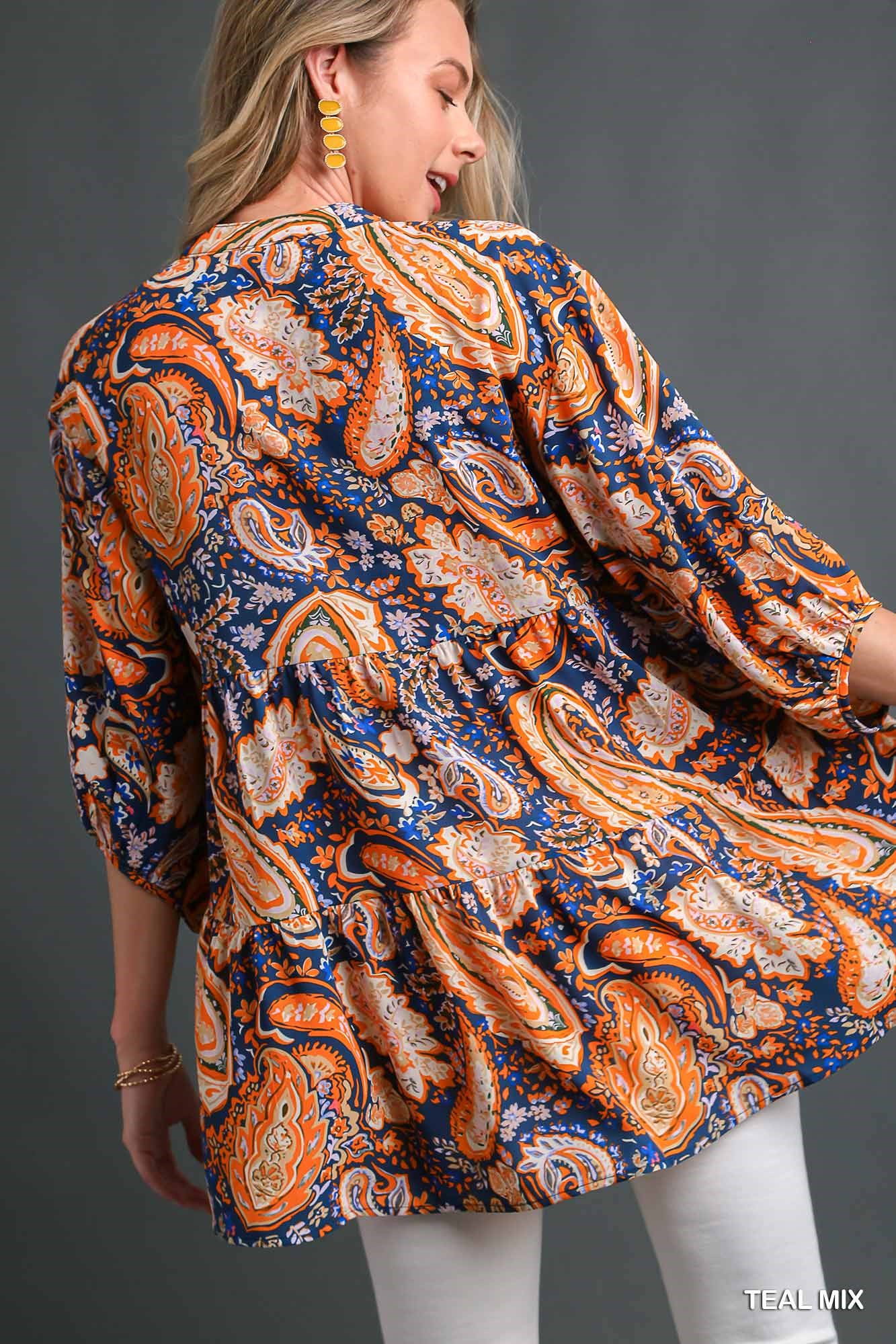 Mix Paisley Boho Tunic Blouse, image 4