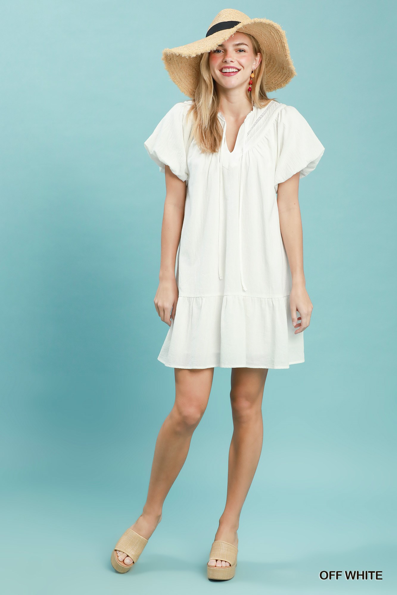 Flutter Sleeve Tassel Tie Ruffle Hem Mini Dress, image 4