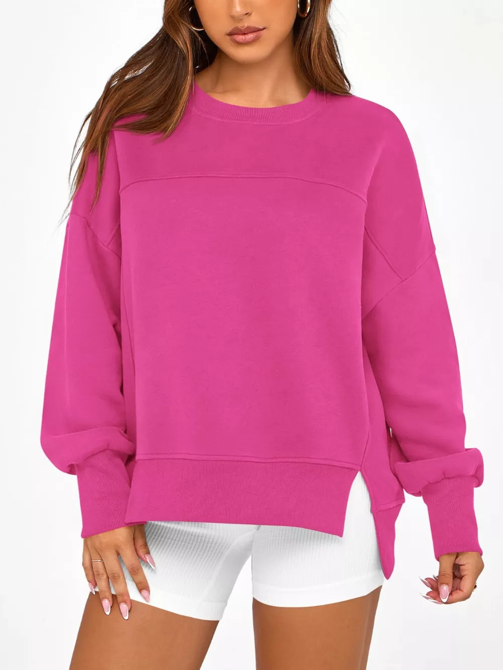 Casual Loose Side Slit Sweatshirt, image 19