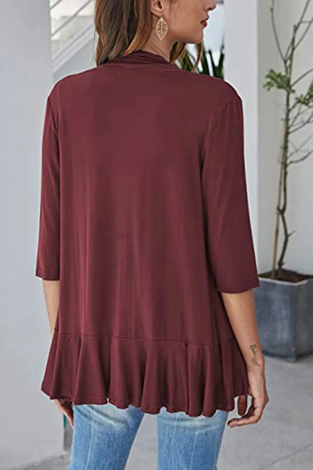 Open Front Three-Quarter Sleeve Cardigan, image 13