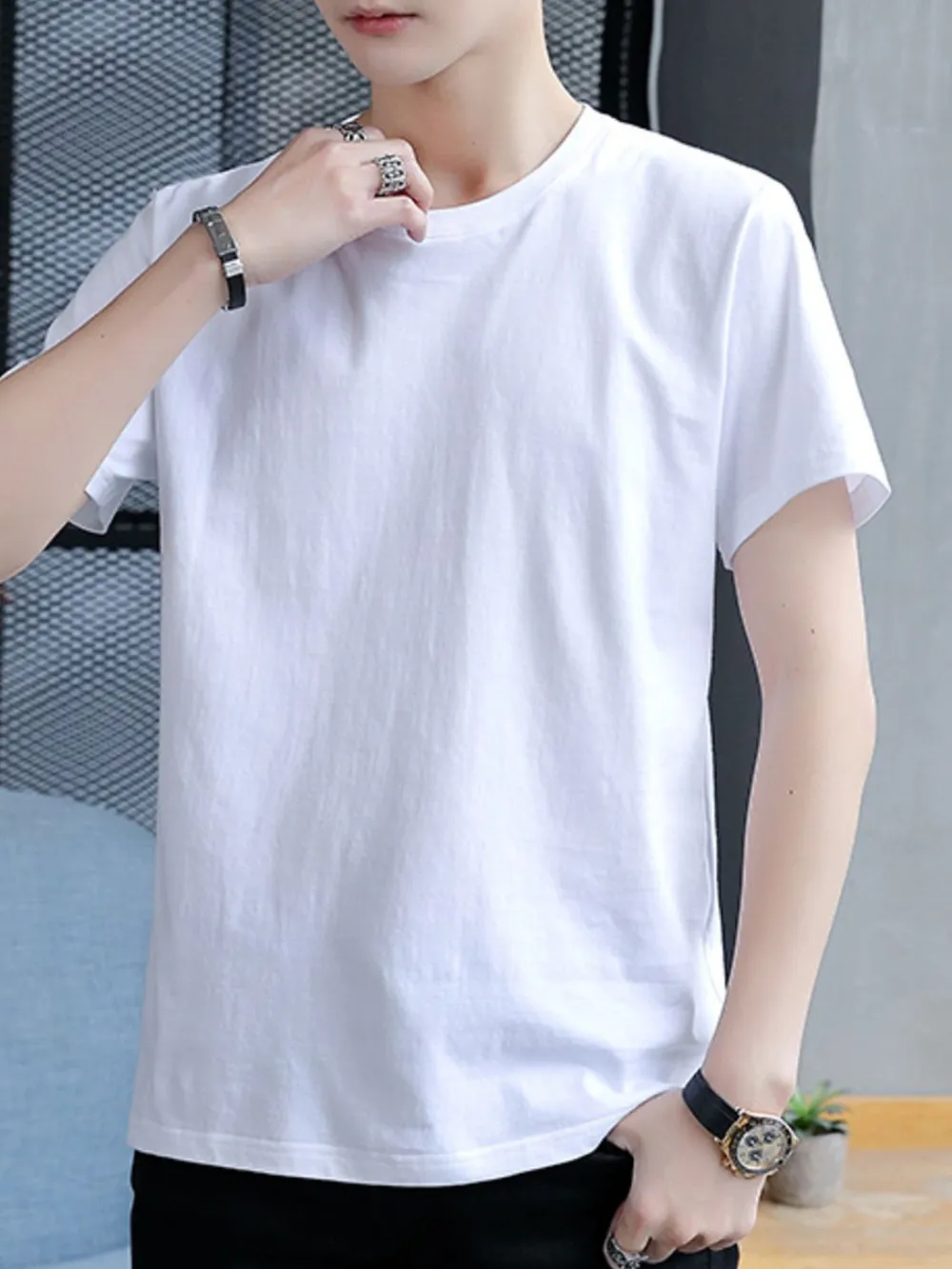 Men's Plus Size Round Neck Short Sleeve T-Shirt, image 2